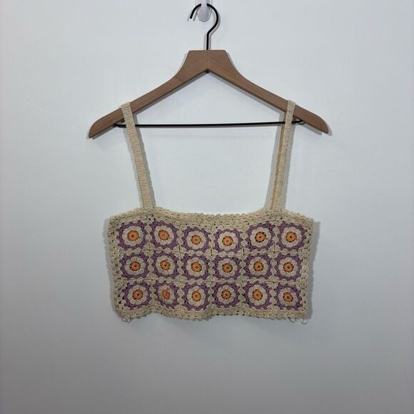 Zara crochet daisy top size xs/s granny square print - Picture 2 of 10